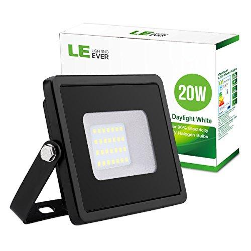 LE - El reflector LED de 20 W reemplaza a la lámpara halógena de 200 W y 1600 lúmenes blanco frío IP65 a prueba de agua.