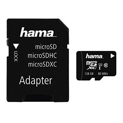 Hama 00124158 - Tarjeta microSDXC 128 GB, Class 10, UHS-I 80 MB/s, con adaptador/Mobile