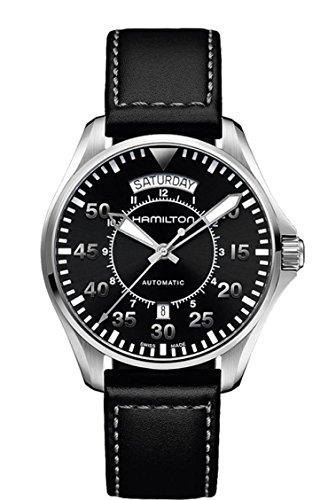 Hamilton H64615735 - Reloj de cuarzo para hombre, correa de cuero, color negro