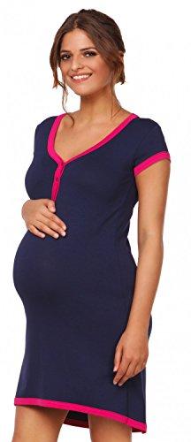 HAPPY MAMA. Para Mujer camisón premamá Embarazo Lactancia Escote de Pico. 981p (Armada, 38-40, L)