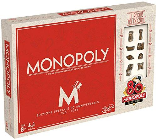 Hasbro Gaming  - Monopoly 80 Aniversario, Juego de Mesa  (versión en Italiano)