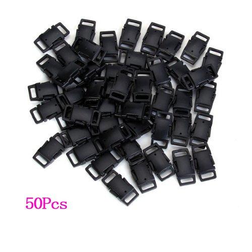 Pack de hebillas de plástico (9,5 mm, 50 unidades), color negro