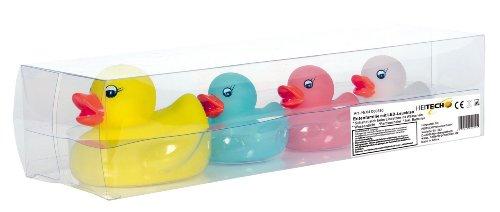 HEITECH LED Juguetes de Baño para Bebés y Niños - Juguete de Bañera patos impermeable y flotante en paquete de 4 - Juguete de Agua, juguete baño bebe, Ducks