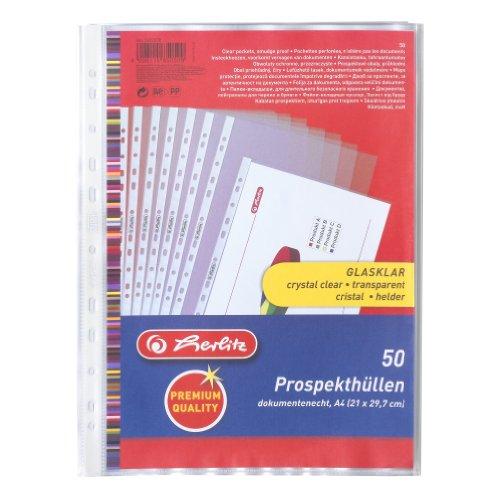 Herlitz 5850508 - Paquete de 50 portafolios de plástico A4, transparente