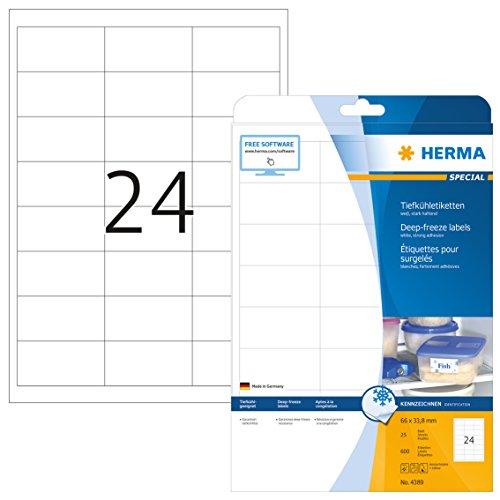 Herma 4389 - Pack de 600 etiquetas, 66 x 33.8 mm, color blanco