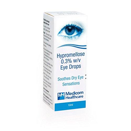 Lágrimas artificiales, 3 x 10 ml, hipromelosa, para la sequedad ocular