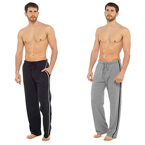 Hombre Largo Ropa de descanso Pantalones Pijama (pack 2) Pantalón De Pijama Pijama - 1x negro, 1x Gris, Medium