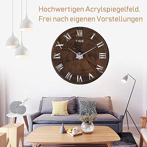 Horleora Reloj Pared, Reloj de Pared Adhesivos 3D Modern Mute con Digitales Romanos para Hogar, Oficina, Hotel