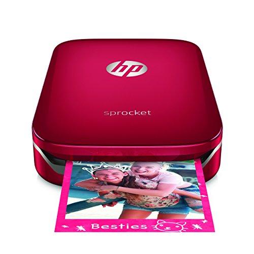 HP Sprocket - Impresora fotográfica portátil (impresión sin tinta, Bluetooth, 5 x 7.6 cm impresiones) color rojo