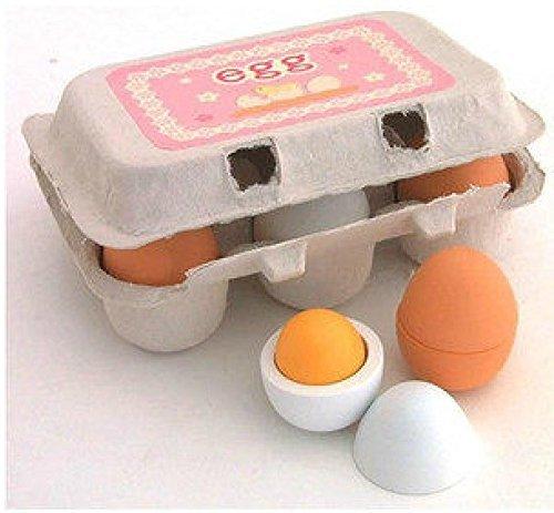 DecentGadget 6 wooden eggs huevos de madera en juegos de madera de juguete de cartón imaginación educación Juegos Pre-escolar