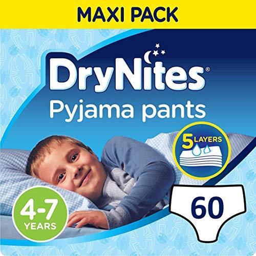 DryNites - Pyjama Pants - Pañales para niños (4 - 7 años), pack de 60 pañales (2 cajas x 30 pañales)