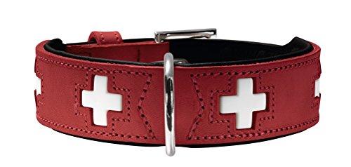 Collar de perro HUNTER Suiza, cuero, 55, rojo / negro