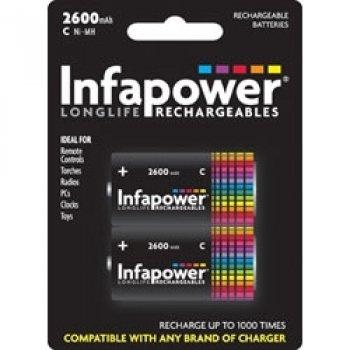Infapower - Pilas recargables C (2500 mAh, 2 unidades)