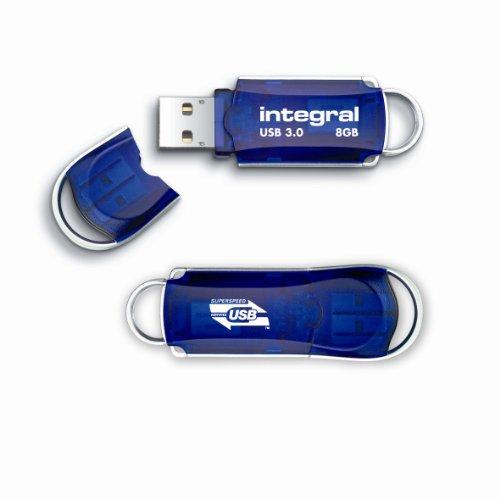 Integral Courier Unidad Flash USB 8 GB USB Tipo A 3.0 (3.1 Gen 1) Azul, Plata - Memoria USB (8 GB, USB Tipo A, 3.0 (3.1 Gen 1), 80 MB/s, Tapa, Azul, Plata)