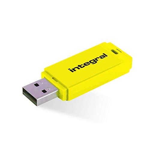 Integral Neon - Memoria Flash (USB 2, 64 GB), color amarillo fluorescente