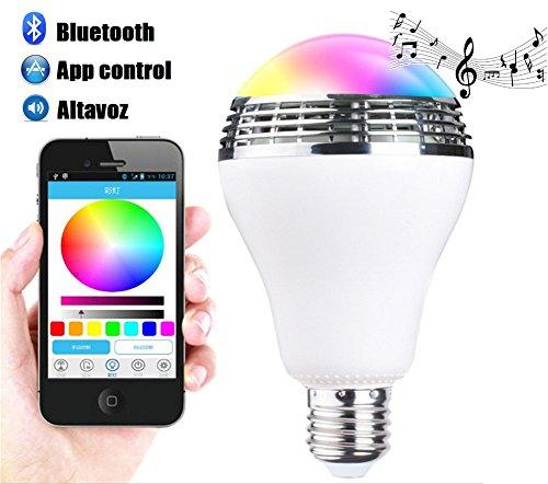 YQTEC Bombilla LED E27 Inteligente Bluetooth Multicolor APP Control Altavoz Iluminación Inalámbrica