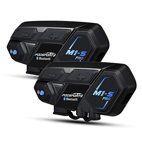 Moto Intercomunicador Bluetooth, Fodsports M1S Pro 2000M 8 Riders Group Moto Casco Sistema de comunicación inalámbrico Auriculares (impermeable / manos libres / música estéreo / GPS / 2 mic)