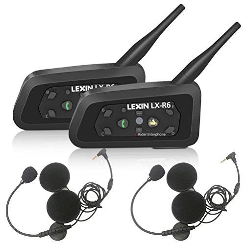 LEXIN 2X Pro R6 Auriculares Intercomunicador Moto Bluetooth, intercomunicador Casco Moto, Comunicación Intercom cancelación de Ruido, Manos Libres para Moto ATV, comunicador Moto hasta 6 Jinetes