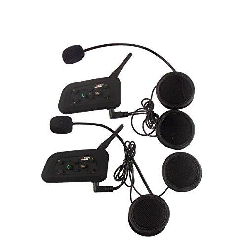 2×V6 1200M Auriculares Intercomunicador Bluetooth para Motocicletas,Comunicador Auricular para Casco, Interfono Duplex, Intercomunicacion entre 6 Motociclistas, IPX5 Impermeabilidad