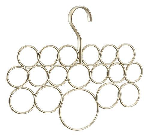 InterDesign Axis Organizador de pañuelos con 18 anillos, perchero organizador de metal para chales, pañuelos, corbatas, etc., color champán mate