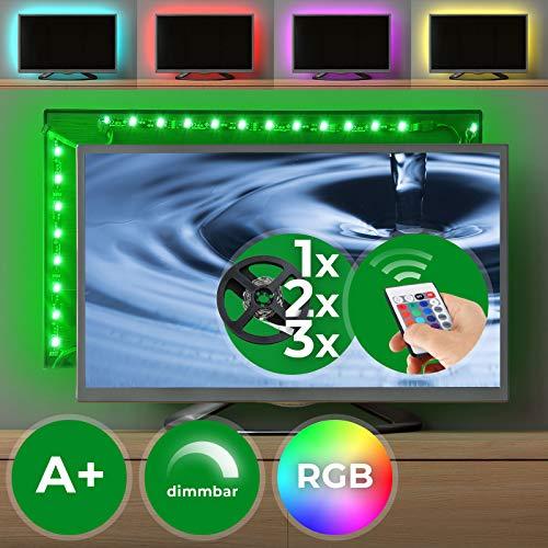 Tiras Iluminación LED para TV - Set de 1/2/3, 5050 RGB, 12V, Autoadhesivas, 16 Colores y 4 Efectos, con Mando a Distancia - Tiras de Luces, LED Strip, Retroiluminación