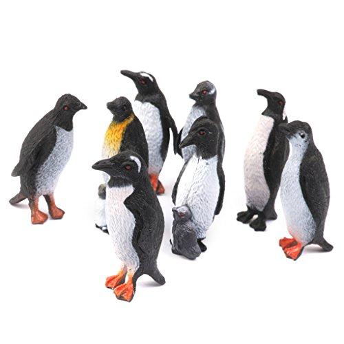 8pcs Juguete Modelo Animal Océano Pingüino Plástico Blanco Negro Regalo