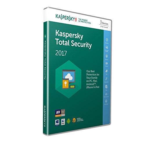 Kaspersky Lab Total Security 2017 Base license 3usuario(s) 1año(s) Inglés - Seguridad y antivirus (3, 1 año(s), Base license, Soporte físico)