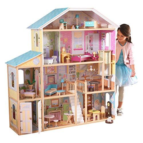 KidKraft- Majestic Mansion Casa de muñecas de madera con muebles y accesorios incluidos, 4 pisos, para muñecas de 30 cm , Color Multicolor ( 65252 )
