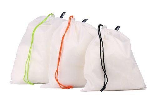 kiezels - conjunto de 3 bolsas ligeras con cierre de cordón - organizadores - 1 x pequeña (S), 1 x mediana (M), 1 x grande (L) - blanco