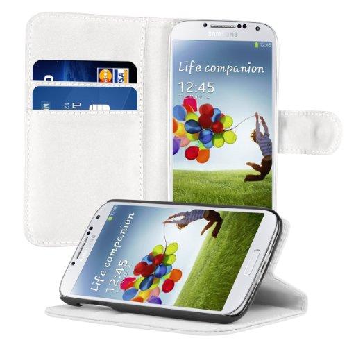 kwmobile Elegante funda de cuero sintético para el Samsung Galaxy S4 con cierre magnético y función de soporte en blanco