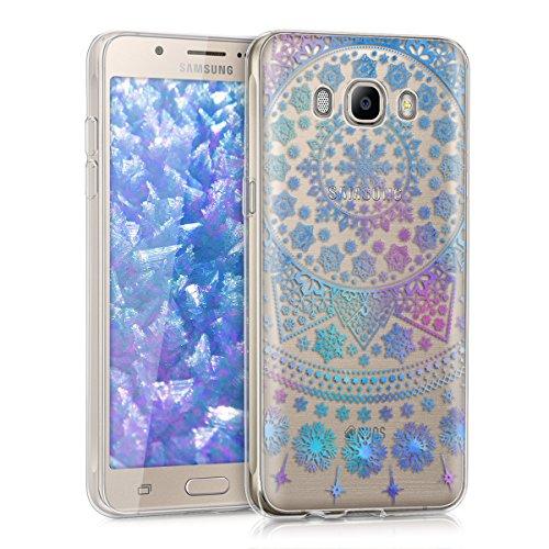 kwmobile Funda para Samsung Galaxy J5 (2016) DUOS - Carcasa de [TPU] para móvil y diseño con Copos de Nieve en [Azul/Rosa Fucsia/Transparente]