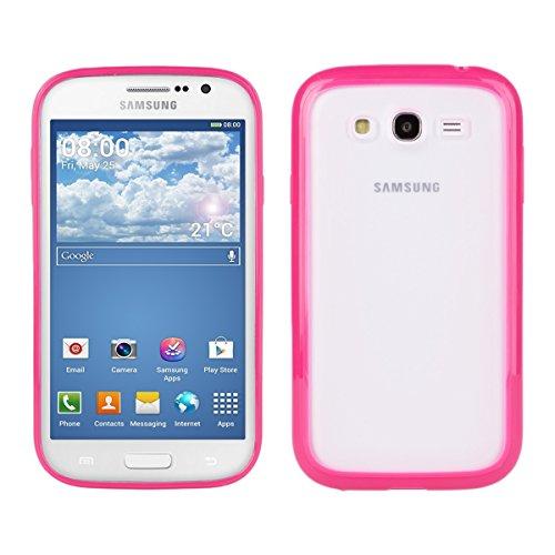 kwmobile Funda para Samsung Galaxy Grand Neo / Duos - Case plástico para móvil - Cover trasero Diseño Bordes en rosa fucsia transparente