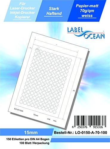 LabelOcean (R) 0150 de a de 70 - 100 - Etiquetas universales, 100 hojas, 70 g/m², papel de gran calidad