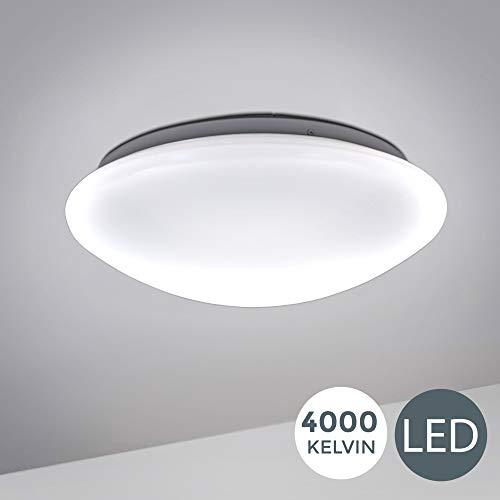 B.K.Licht - Plafón redondo para techo con placas de luz LED adecuado para el cuarto de baño, de luz blanco neutral, protección IP44, 12 W, 1200 lúmenes, 4000k, color blanco