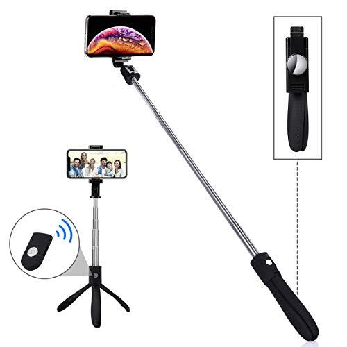 LATEC Palo Selfie Trípode, Selfie Stick Extensible con Mando a Distancia Inalámbrico por Bluetooth para Móviles de 3.5 a 6 Pulgadas como iPhone, Samsung Galaxy, Huawei, Xiaomi
