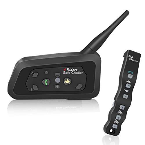 LEXIN LX-A4 Bluetooth Casco de moto comunicador auricular, intercomunicador hasta 4 jinetes, rango de 1000 metros, con mando a distancia