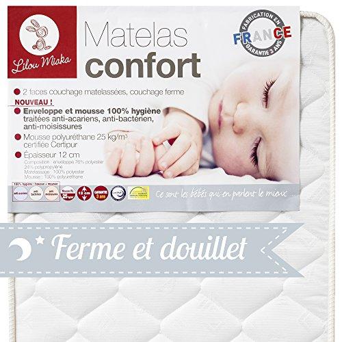 Lilou Miaka Confort colchón - Sobre Y Espuma 100% Salud - 60 x 120 x 12 cm
