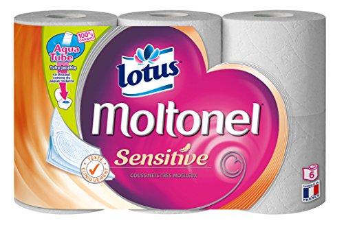 Lotus moltonel - Sensitive aquatube, papel higiénico, 3 paquetes de 6 rollos cada uno