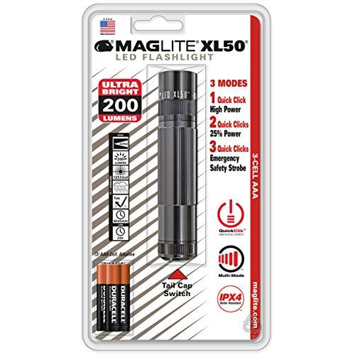 Mag-Lite XL 50 - Linterna LED (104 lúmenes, 3 pillas AAA), color gris, talla 12.2 cm