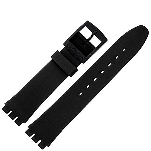 Marburger Reloj de pulsera 18 mm Plástico Negro - Ajusta para Swatch - para pulsera, cierre negro - 9631810000520