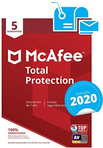 McAfee Total Protection 2020 - Antivirus | 5 Dispositivos | Suscripción de 1 año | PC/Mac/Android/Smartphones| Código de activación por correo