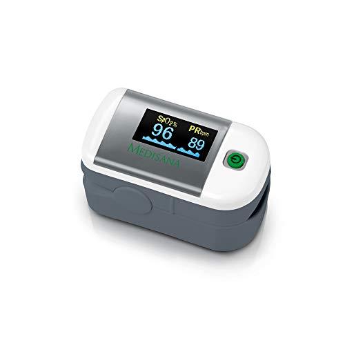 Medisana PM 100 Oxímetro de pulso, medición de la saturación de oxígeno en sangre, oxímetro de pulso de dedo con pantalla OLED y operación con una sola pulsación