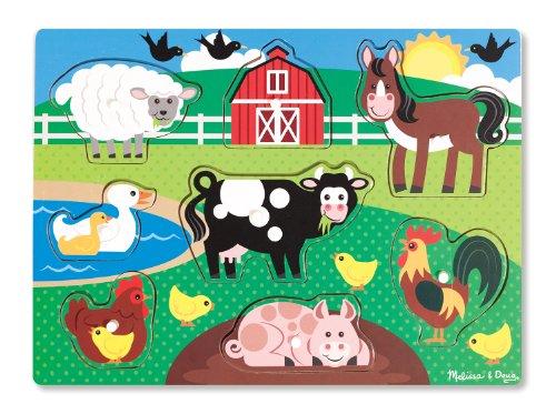 Melissa & Doug- Farm Peg Juego Puzzle, Multicolor (19050)
