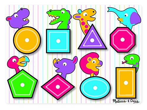 Melissa & Doug- Shapes Peg Juego Puzzle con 8 Piezas, Multicolor (Melissa&Doug 3285)