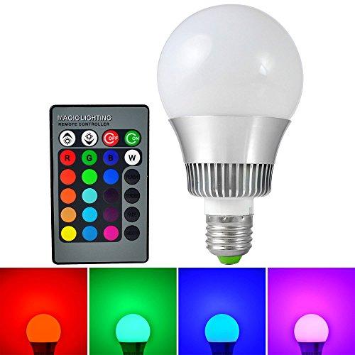 MENGS® Bombilla lámpara LED 10 Watt E27, AC 95V-265V, RGB + Control Remoto IR