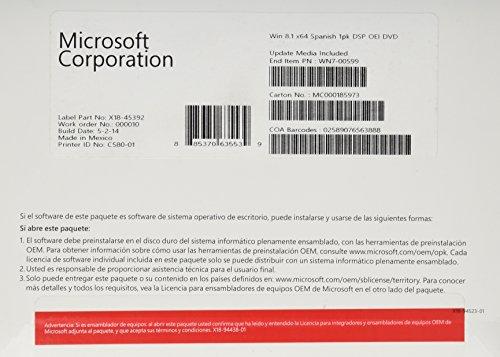 Microsoft Windows 8.1 Home - Software Sistema Operativo, 64-bit
