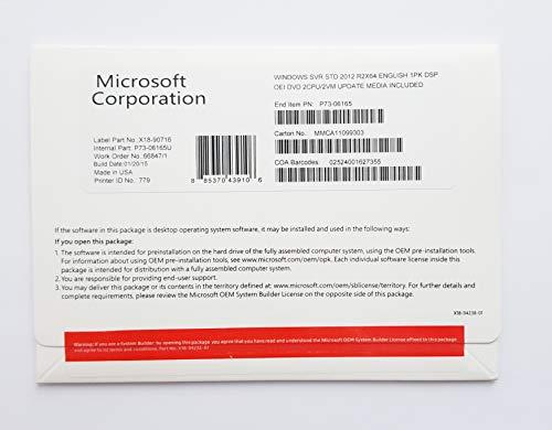 Microsoft Windows Server Standard 2012 R2 x64 - Sistemas operativos (Original Equipment Manufacturer (OEM), 2 usuario(s), 32 GB, 0,512 GB, 1,3 GHz, ENG)