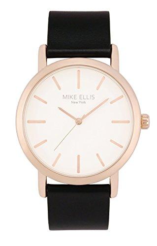Mike Ellis New York L2979/4 - Reloj de pulsera para mujer, oro rosado, correa de piel color negro