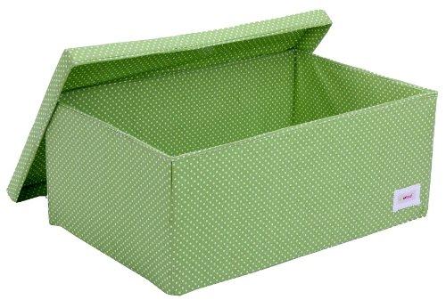 Minene - Caja con tapa, diseño de lunares, color verde