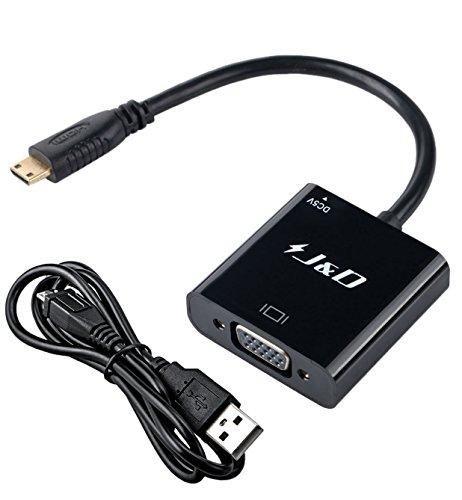 Mini HDMI a VGA, J&D Adaptador de Mini HDMI a VGA Chapado en Oro Convertidor de Cable